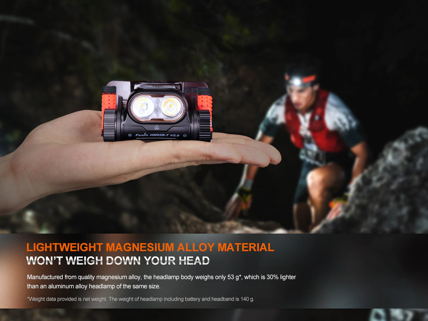 Fenix HM65R-T V2.0 Rechargeable Lightweight Trail Running Headlamp