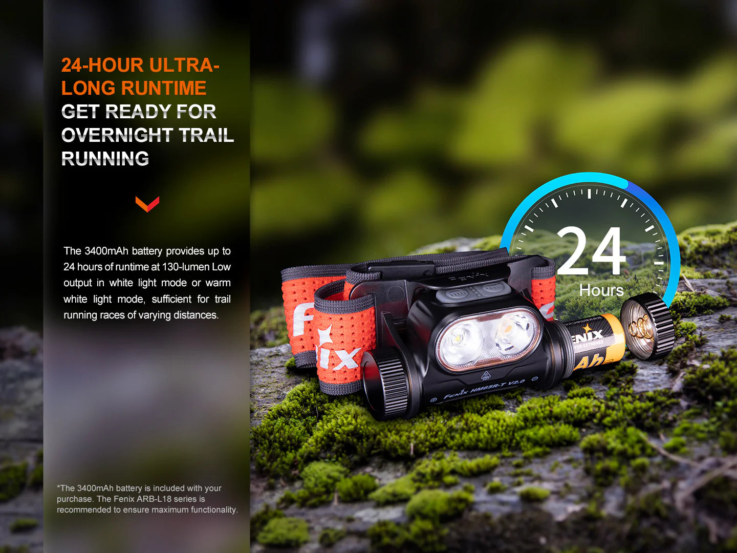 Fenix HM65R-T V2.0 Rechargeable Lightweight Trail Running Headlamp