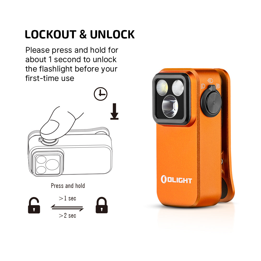 Olight Oclip Pro Clip on Flashlight with Floodlight Spotlight and Red Light