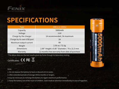 5000mAh Rechargeable Battery w/USB-C charging
